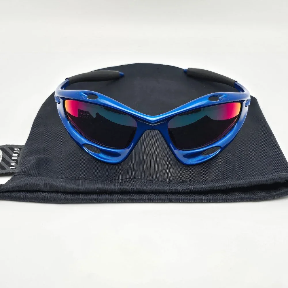 *SOLD* Oakley 04-600 Racing Jacket Gen 2 New Blue Frame +Red Iridium Sunglasses - Picture 1 of 14